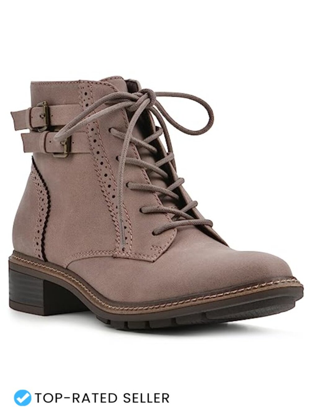 Women's Textile Ankle Bootie Stacked Heel Lace-Up Cushioned Insole Double